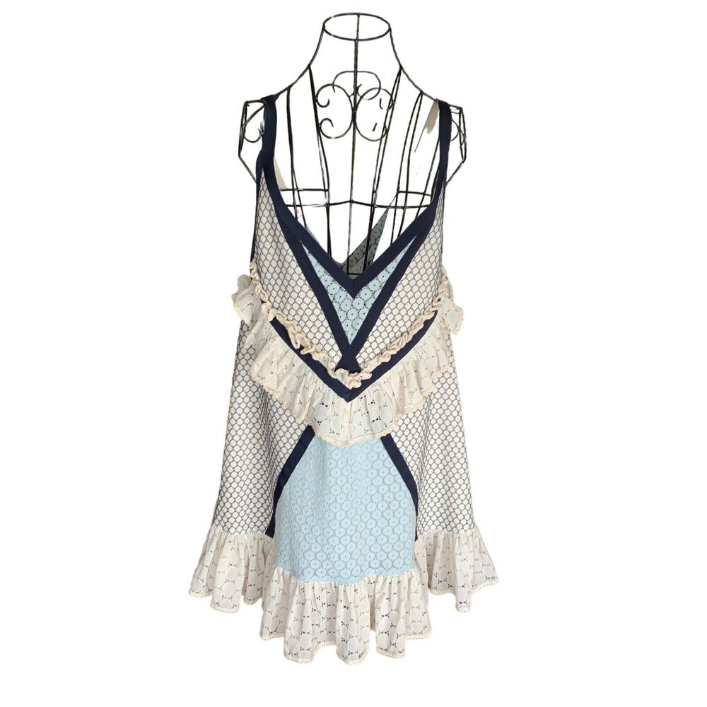 Eckhaus Latta Blue, Navy & Cream Mini Dress